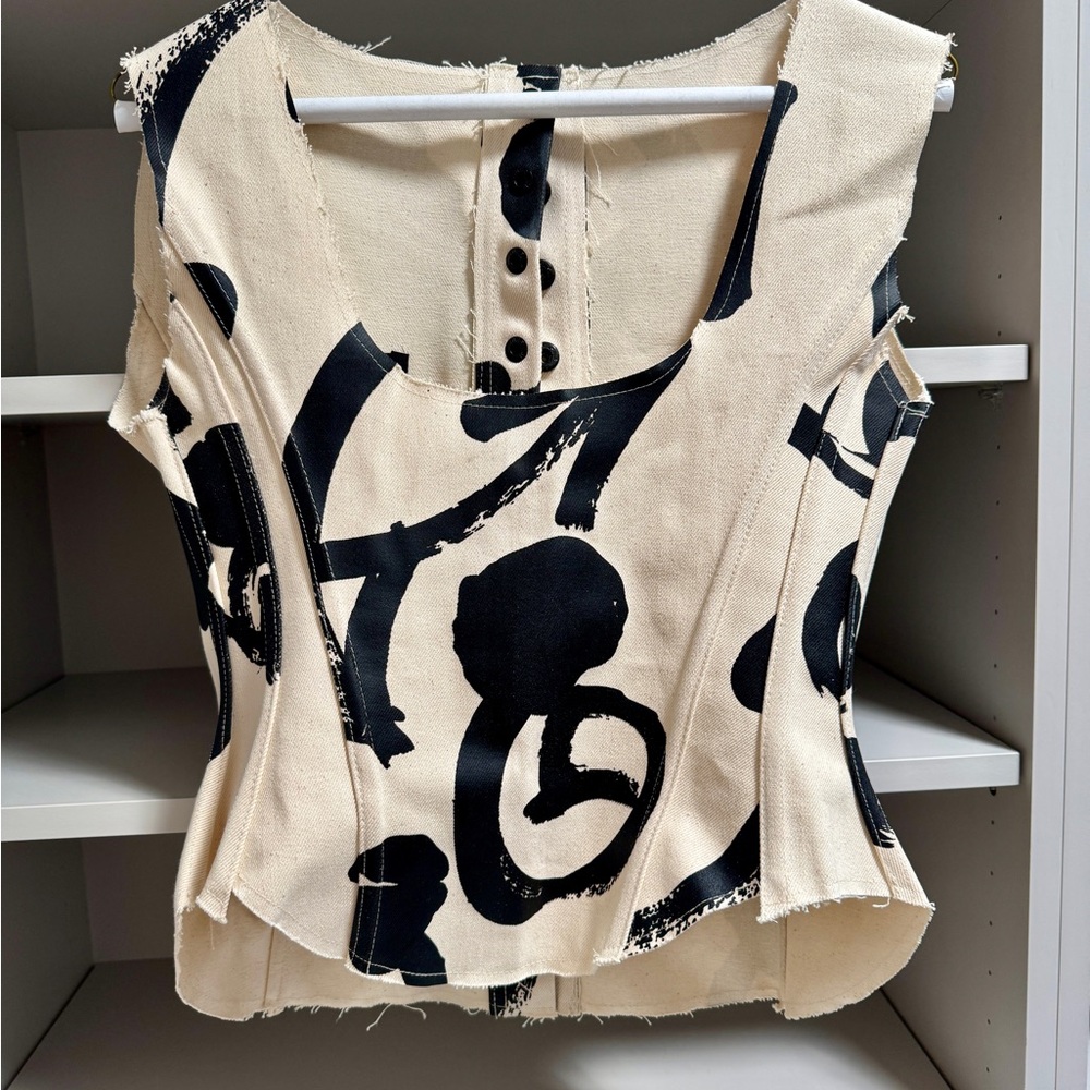 Hand-painted Black & White Top - Small